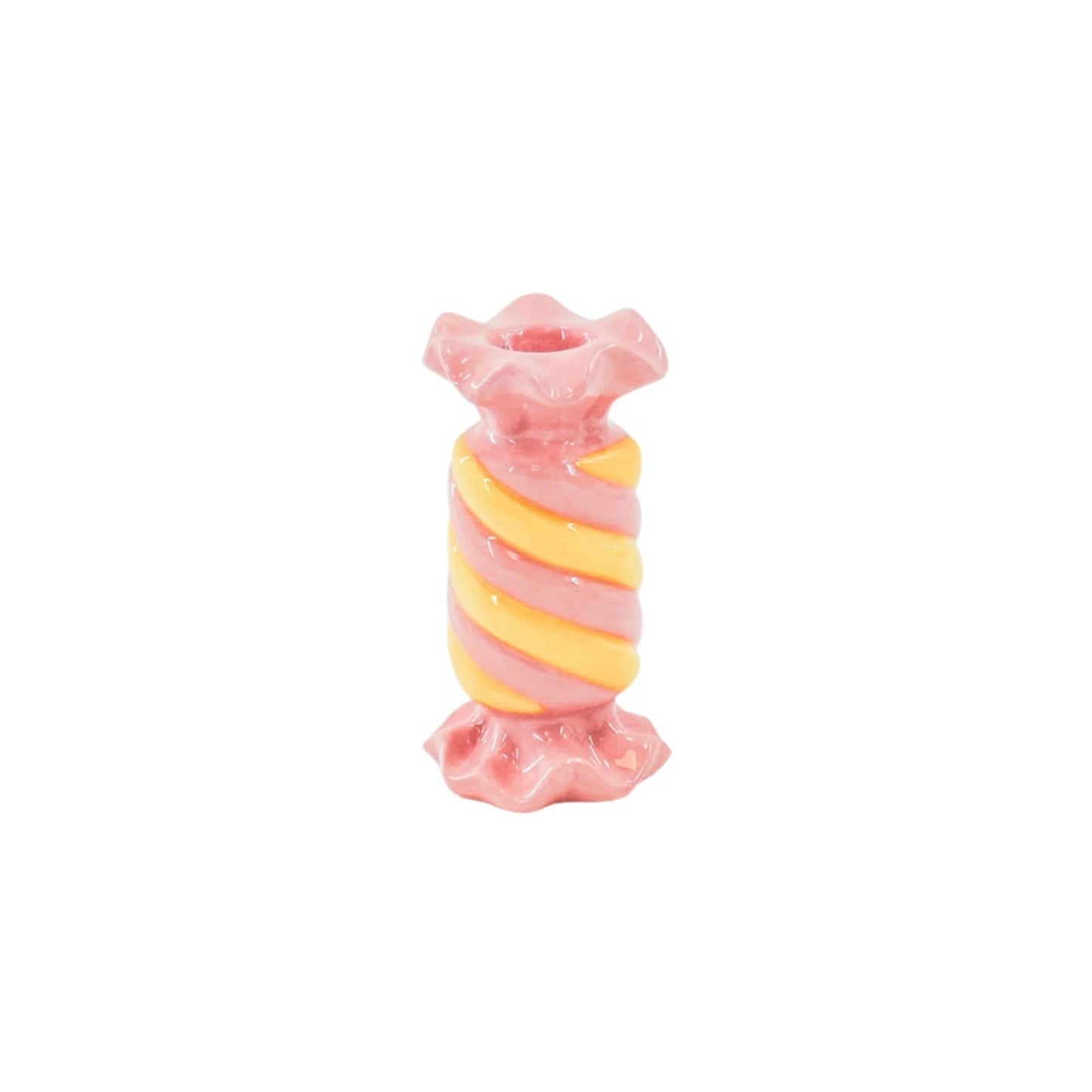Karamelli kynttilänjalka- Pinkki/Keltainen
