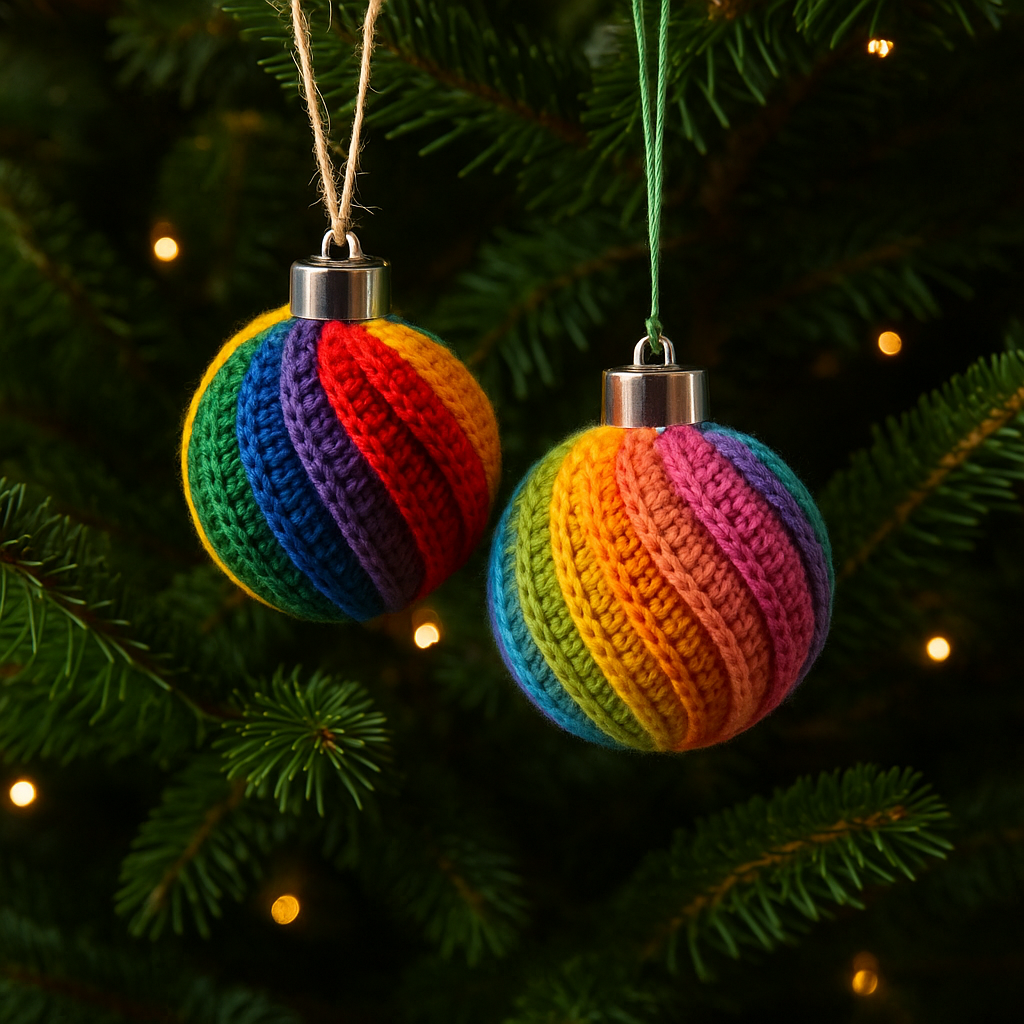 Sateenkaari joulukuusenkoriste - virkattu