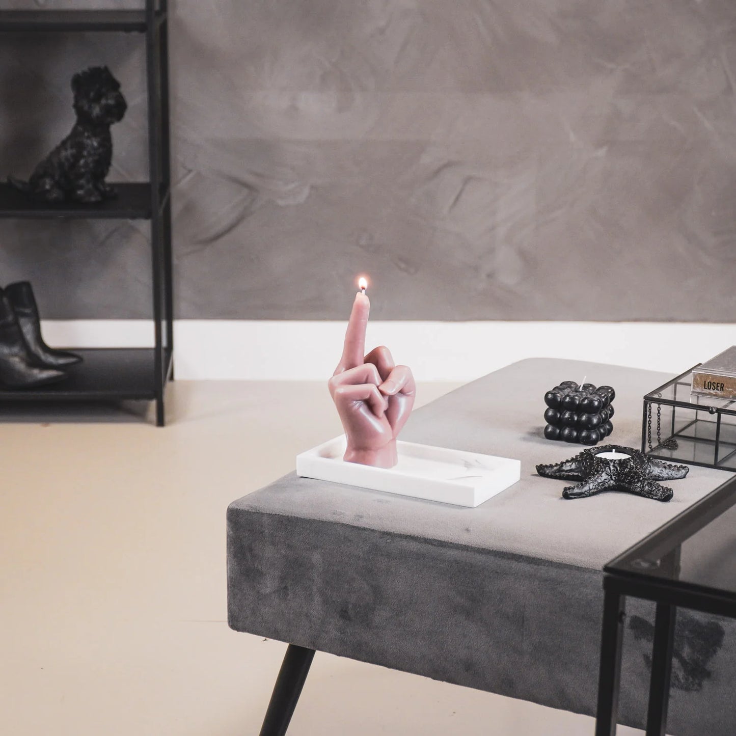 Keskisormi kynttilä - Taupe