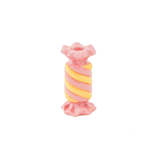 Karamelli kynttilänjalka- Pinkki/Keltainen