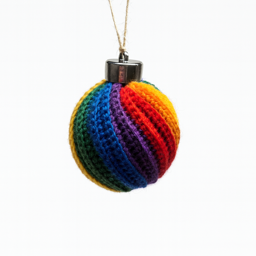 Sateenkaari joulukuusenkoriste - virkattu