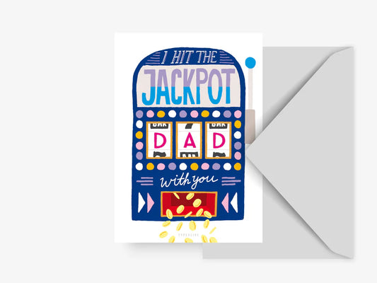 UUTUUS TULOSSA VARASTOON Postikortti, Jackpot Dad