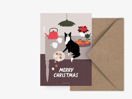 UUTUUS TULOSSA VARASTOON Joulukortti, "Cats" Merry Christmas